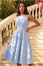 Light Blue  Twist Front Prom Midi Dress, Image 2 of 4