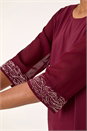 Red Embellished Cuff Chiffon Top, Image 5 of 5