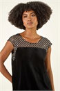 Black Velvet Sequin Mesh Top, Image 4 of 5