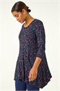 Purple Ditsy Floral Stretch Tunic Top, Image 1 of 5