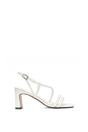White XY LONDON White Strappy Slingback Mid Block Heel Sandals With Square Toe, Image 1 of 6