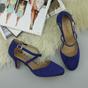 Royal Blue AJVANI Royal Blue Mid Heel Crossed Straps Court Shoes, Image 4 of 6