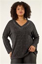 Black Curve Sparkly Knit Top, Image 4 of 5
