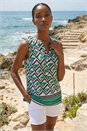 Green Geo Print Border V-Neck Vest, Image 2 of 4