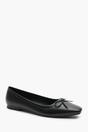 Black Mira Suede Ballet Flats With Front Bow Detail, Image 3 of 6