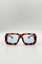Brown Oversized Square Frame Sunglasses In Brown Stripe, Image 2 of 4