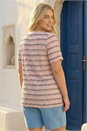 Pink Curve Stripe Frill Lace Top, Image 3 of 4