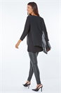 Black Embellished Chiffon Overlay Top, Image 3 of 5