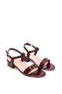 Burgundy XY LONDON Burgundy 'Moana' Strappy Low Block Heels With Ankle Strap, Image 5 of 5