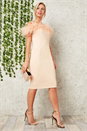 Light Pink Feather Trim Cold Shoulder Dress, Image 1 of 5