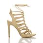 Natural AJVANI Natural High Heel Lace Up Strappy Sandals, Image 2 of 6