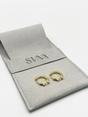 Gold Oval Huggie Hoops, Image 3 of 4