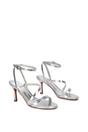 Silver XY LONDON Silver 'Sherry'' Strappy Barely There Stilettos Heel Shoes, Image 4 of 5