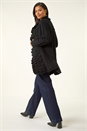Black Longline Ruffle Detail Cardigan, Image 3 of 5