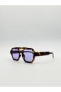 Dark Brown Angular Navigator Sunglasses, Image 2 of 4