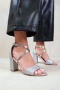 Silver 'Ruth' Mid High Block Heel Sandals, Image 3 of 4