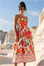 ORANGE Dusk Cotton Floral Border Midi Dress, Image 2 of 4