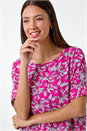 MAGENTA Leaf Print Oversized Top, Image 4 of 5