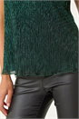 Green V-Neck Metallic Plisse Vest Top, Image 5 of 5