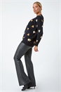 Black Heart Print High Neck Jumper, Image 2 of 5