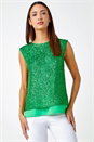Green Sequin Tie Back Detail Top, Image 2 of 5