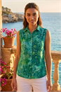 Blue Floral Print Jacquard Blouse , Image 1 of 4