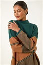 Dark Green Patchwork Knit Jumper Dress, Image 4 of 5