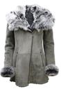 Grey Hooded Merino Sheepskin Coat-Monrovia, Image 2 of 5