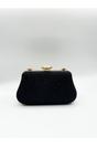 Black Ruched Jewel Clutch Bag, Image 4 of 5