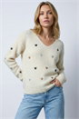 Ivory  Sequin Heart Fluffy Knit Jumper, Image 4 of 5
