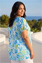 Blue Curve V-Neck Floral Top, Image 3 of 4