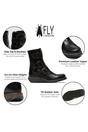 Black Womens Leather Ankle Biker Boots-SCOP110, Image 3 of 5