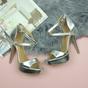Silver AJVANI Silver High Heel Crossed Straps Platform Sandals, Image 4 of 6