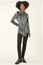 Grey Cowl Neck Buttoned Top, Image 2 of 5