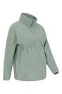 Khaki Cosy Sherpa Half Zip Maternity Fleece Top, Image 5 of 6