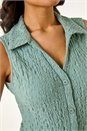 Sage Textured Sleeveless Buttoned Blouse, Image 5 of 5
