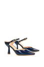 Navy XY LONDON Navy 'Daisy-May' High Heel Mules With Pointed Toe, Image 3 of 6