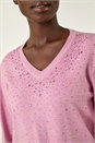 PINK Sparkly Heart V-Neck Knit Jumper , Image 5 of 5