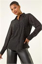 Black Sparkly Button Up Blouse , Image 2 of 7