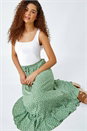 Sage Ditsy Floral Frill Hem Midi Skirt, Image 1 of 5