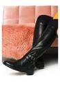 Black iKrush Black Nina Faux Leather Buckle Knee High Boots, Image 2 of 8