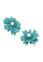 Dark Green AVANT-GARDE PARIS Dark Green Floral Pearl Stud Earrings In Light Pink, Image 3 of 5