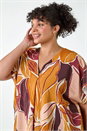 Natural  Curve Leaf Print Pleat Front Top, Image 4 of 5