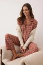 Rose WOVCOR Rose Check Flannel Revere Collar Long Sleeve Cotton Woven Pyjama Set, Image 1 of 3