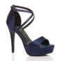 Navy Blue AJVANI Navy Blue High Heel Crossed Straps Platform Sandals, Image 1 of 6