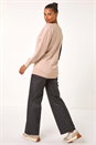Natural  V-Neck Colour Block Knit Jumper, Image 3 of 7