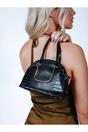 Dual Handle Croc Grab Bag in Black, Image 1 of 5