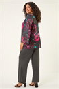 Red Curve Floral Mesh Print Top, Image 4 of 8