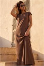 Chocolate Button Detail Midi Dress , Image 1 of 4