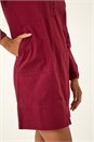 Wine Collared Shift Shirt Dress, Image 5 of 5